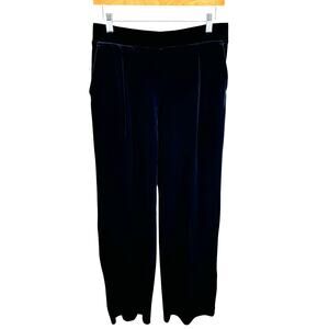 LOFT NWOT Black Velvet Straight Leg Elastic Waist High Rise Pants Size S
